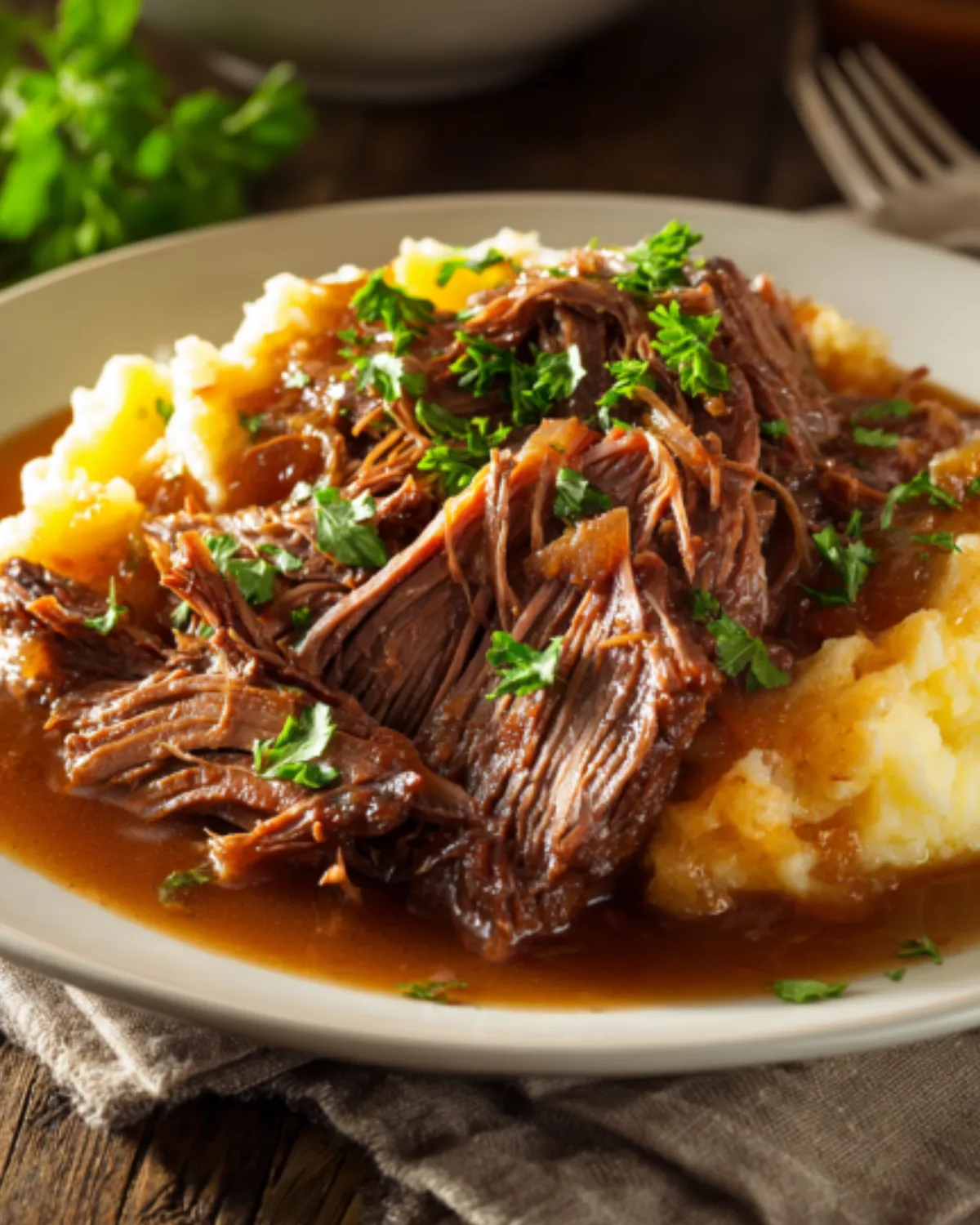 sirloin tip slow cooker pot roast with gravy and onions