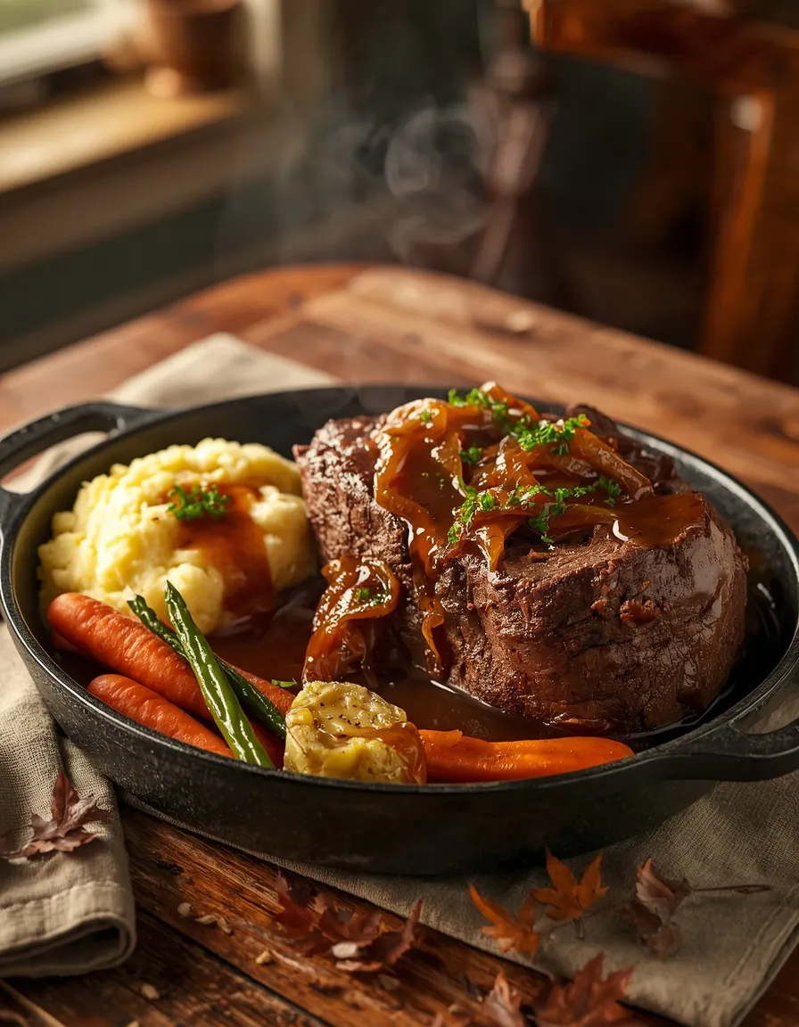 Slow Cooker Sirloin Tip Roast with Rich Onion Gravy