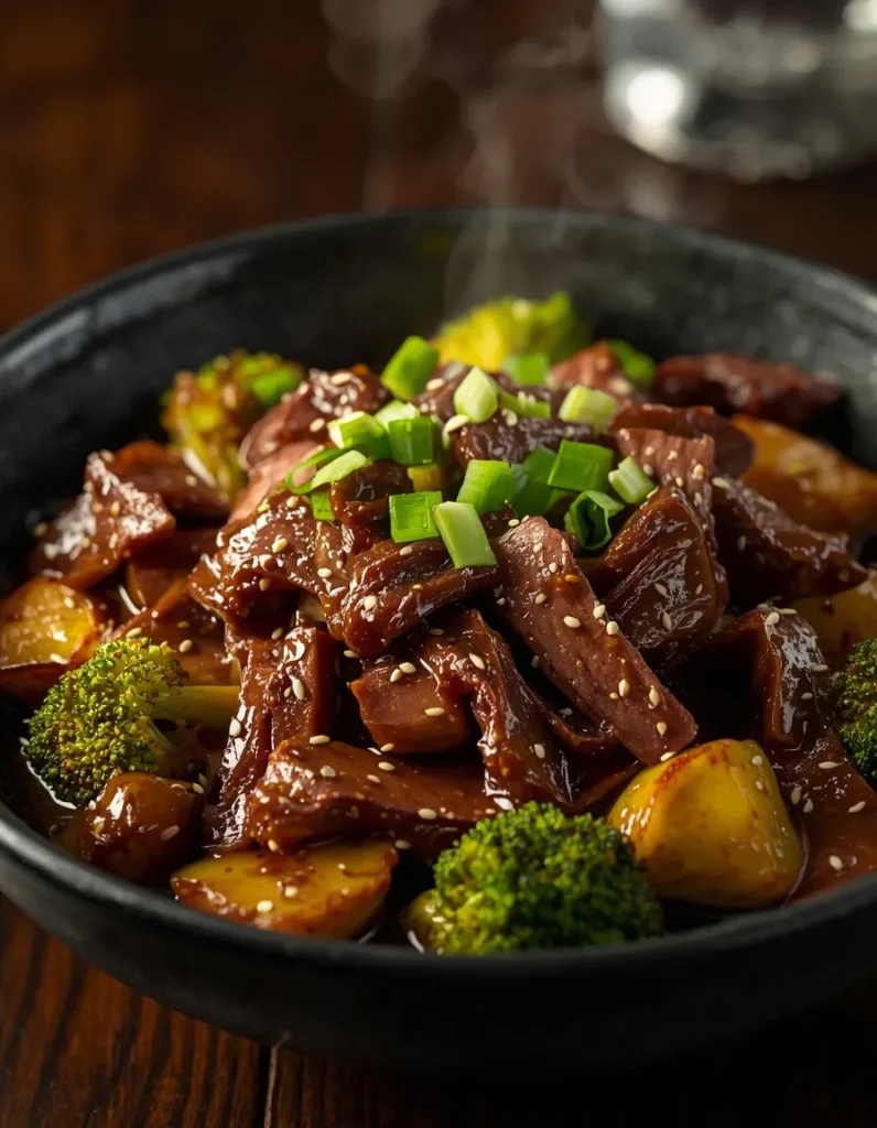 Beef and Broccoli Recipe with tender seared beef, crisp broccoli, glossy oyster sauce, and sliced scallions.