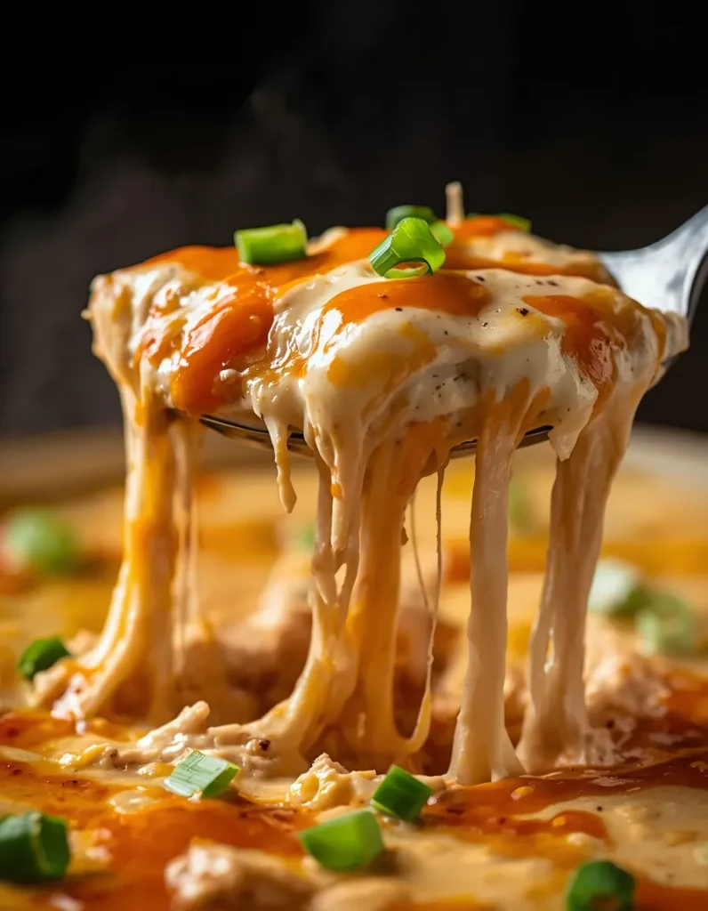 Buffalo Chicken Dip baked with shredded chicken, creamy buffalo sauce, and golden melted cheese