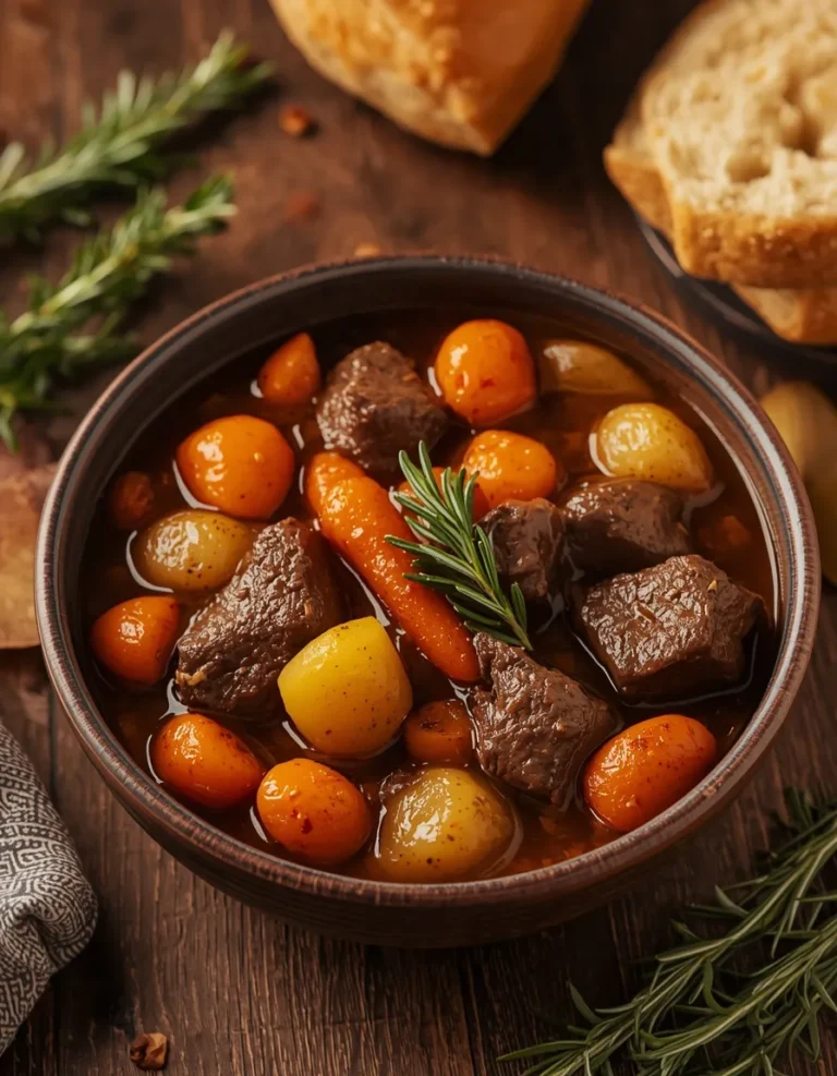 Stove Top Beef Stew with tender beef, potatoes, carrots, and rich gravy
